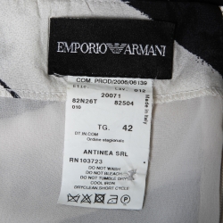 Pre Owned Emporio Armani White Printed Flared Midi Skirt M