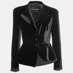 Emporio Armani Black Velvet Embellished Blazer M Emporio Armani TLC