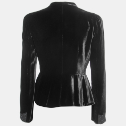 Pre Owned Emporio Armani Black Velvet Embellished Blazer M