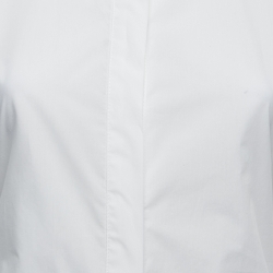 Pre Owned Emporio Armani White Cotton Button Front Belted Short Shirt Dress S