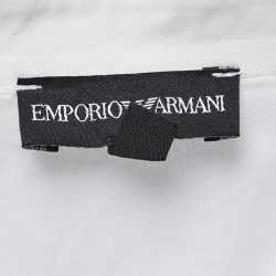 Pre Owned Emporio Armani White Cotton Button Front Belted Short Shirt Dress S