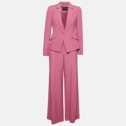 Pink Crepe Single Breasted Blazer Suit