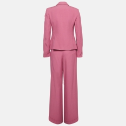 Pre Owned Emporio Armani Pink Crepe Single Breasted Blazer Suit M