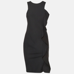 Black Jersey Ruffled Short Dress