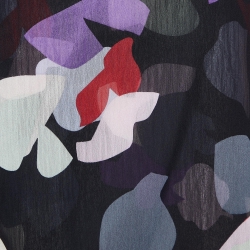 Pre Owned Emporio Armani Black Printed Chiffon Faux Wrap Top S