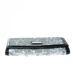 Emporio Armani Silver/Black Sequin and Patent Leather Clutch