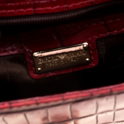 Pre Owned Emporio Armani Red Croc Embossed Leather Crossbody Bag