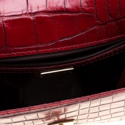 Pre Owned Emporio Armani Red Croc Embossed Leather Crossbody Bag