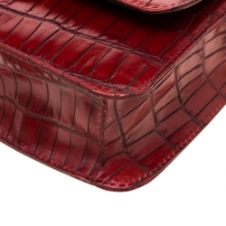 Pre Owned Emporio Armani Red Croc Embossed Leather Crossbody Bag