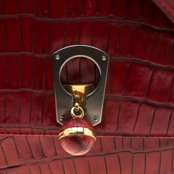 Pre Owned Emporio Armani Red Croc Embossed Leather Crossbody Bag