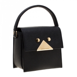 Pre Owned Emporio Armani Black Saffiano Leather Shoulder Bag 