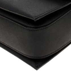 Pre Owned Emporio Armani Black Saffiano Leather Shoulder Bag 