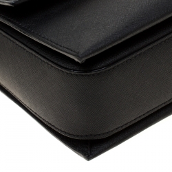 Pre Owned Emporio Armani Black Saffiano Leather Shoulder Bag 