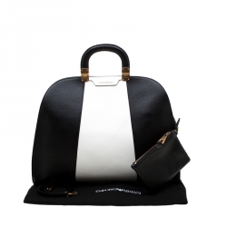 Emporio Armani Black/White Leather Tote