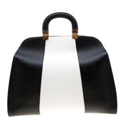 Emporio Armani Black/White Leather Tote