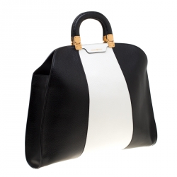 Emporio Armani Black/White Leather Tote