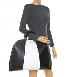 Emporio Armani Black/White Leather Tote