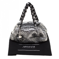 Pre Owned حقيبة ساتشل أرماني كوليزيوني نايلون مقوى فضية