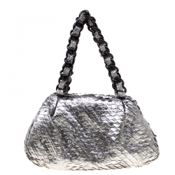 Pre Owned حقيبة ساتشل أرماني كوليزيوني نايلون مقوى فضية