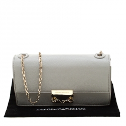 Emporio Armani Grey Leather Chain Crossbody Bag