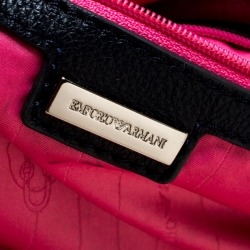 Pre Owned Emporio Armani Navy Blue Nylon Pleated Satchel