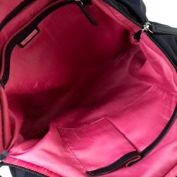 Pre Owned Emporio Armani Navy Blue Nylon Pleated Satchel