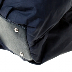 Pre Owned Emporio Armani Navy Blue Nylon Pleated Satchel