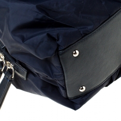 Pre Owned Emporio Armani Navy Blue Nylon Pleated Satchel