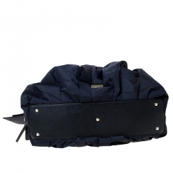 Pre Owned Emporio Armani Navy Blue Nylon Pleated Satchel