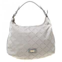 Emporio Armani Grey Monogram Canvas and Leather Hobo 