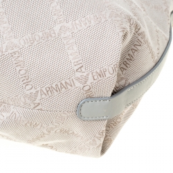 Emporio Armani Grey Monogram Canvas and Leather Hobo 