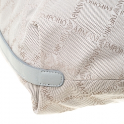 Emporio Armani Grey Monogram Canvas and Leather Hobo 