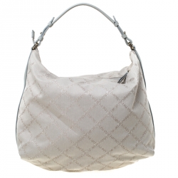 Emporio Armani Grey Monogram Canvas and Leather Hobo 