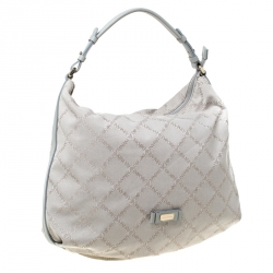 Emporio Armani Grey Monogram Canvas and Leather Hobo 