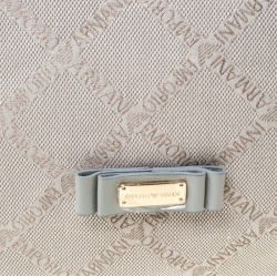 Emporio Armani Grey Monogram Canvas and Leather Hobo 