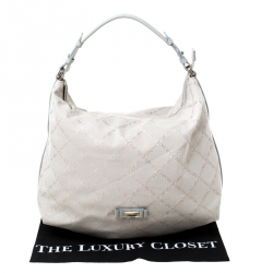 Emporio Armani Grey Monogram Canvas and Leather Hobo 