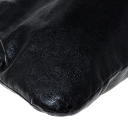 Pre Owned Emporio Armani Black Pleated Leather Sling Hobo