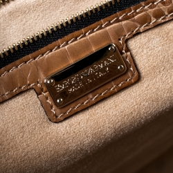 Pre Owned Emporio Armani Light Brown Croc Embossed Leather Satchel