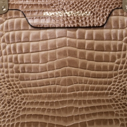 Pre Owned Emporio Armani Light Brown Croc Embossed Leather Satchel