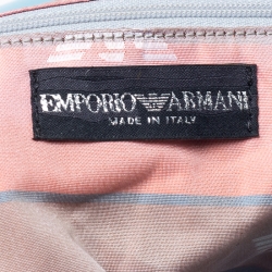 Pre Owned Emporio Armani Light Blue Leather Logo Bowler Bag