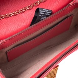 Pre Owned Emporio Armani Red Leather Flap Crossbody Bag