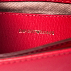 Pre Owned Emporio Armani Red Leather Flap Crossbody Bag