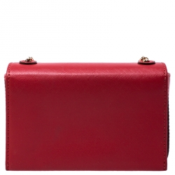 Pre Owned Emporio Armani Red Leather Flap Crossbody Bag