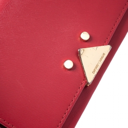 Pre Owned Emporio Armani Red Leather Flap Crossbody Bag