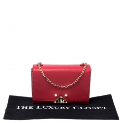 Pre Owned Emporio Armani Red Leather Flap Crossbody Bag