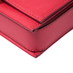 Pre Owned Emporio Armani Red Leather Flap Crossbody Bag