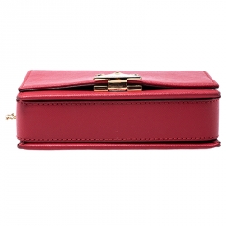 Pre Owned Emporio Armani Red Leather Flap Crossbody Bag