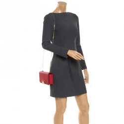 Pre Owned Emporio Armani Red Leather Flap Crossbody Bag