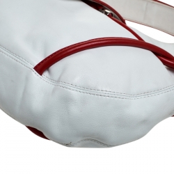 Pre Owned Emporio Armani White/Red Leather Bow Hobo 