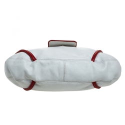 Pre Owned Emporio Armani White/Red Leather Bow Hobo 